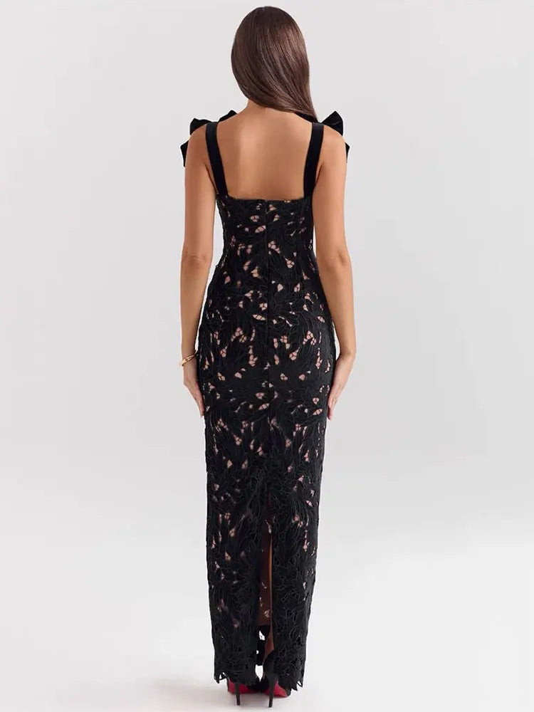 Sexy Backless Lace Maxi Dress for Women - Party Ready - Image 5