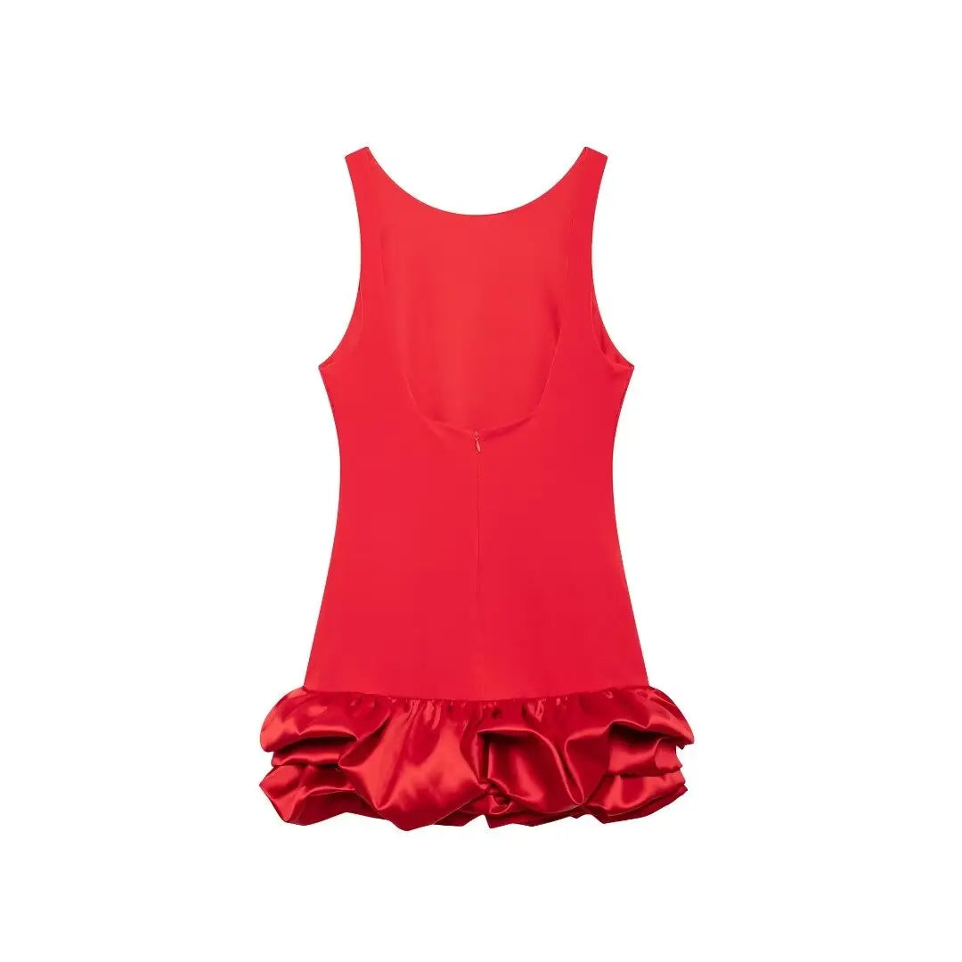 Elegant Backless Sleeveless Mini Dress with Fold Decor Detail - Image 15