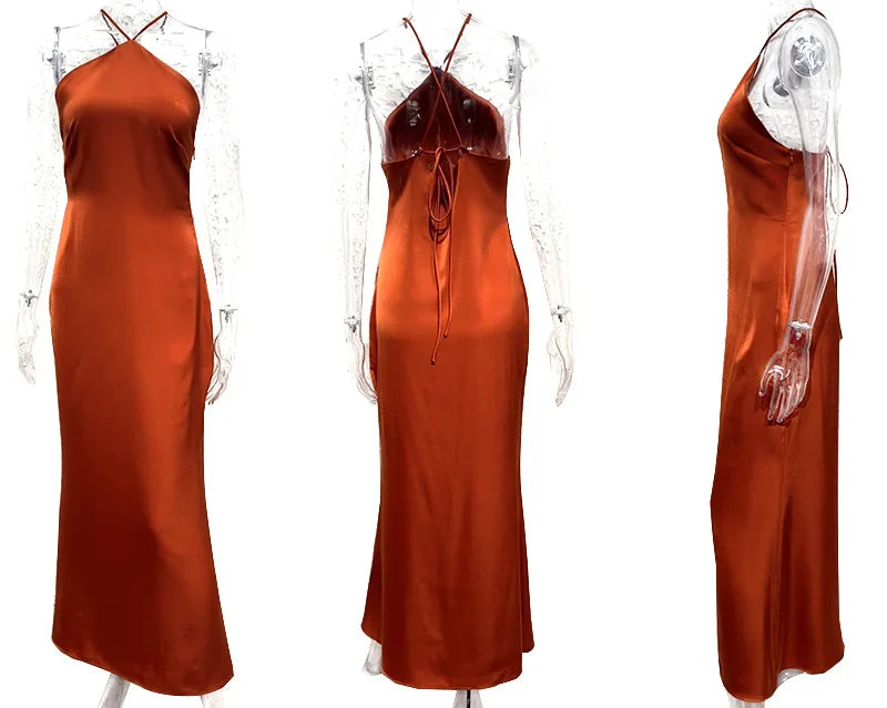 Elegant Sleeveless Halter Maxi Dress for Evening Parties - Image 19