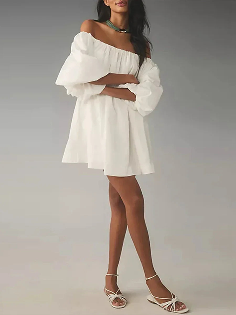 Chic Off-Shoulder Summer Mini Beach Dress for Women - Image 31