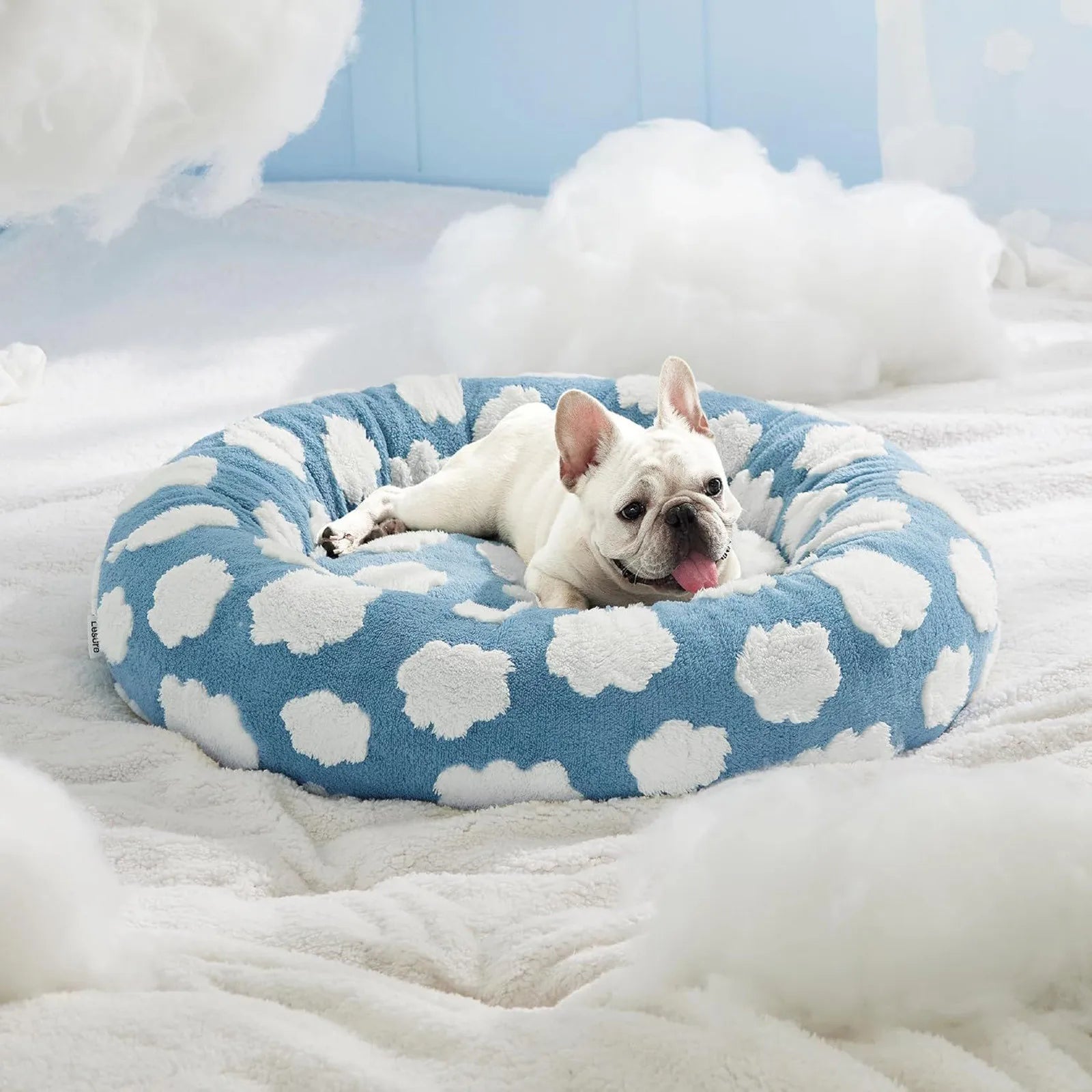 Coussin rond pour chien motif nuage – ambiance cocooning et douce
