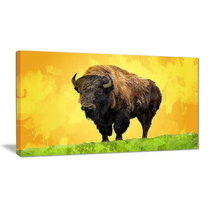 Gold Lonely Bison Canvas Wall Art Print Accent Canvas