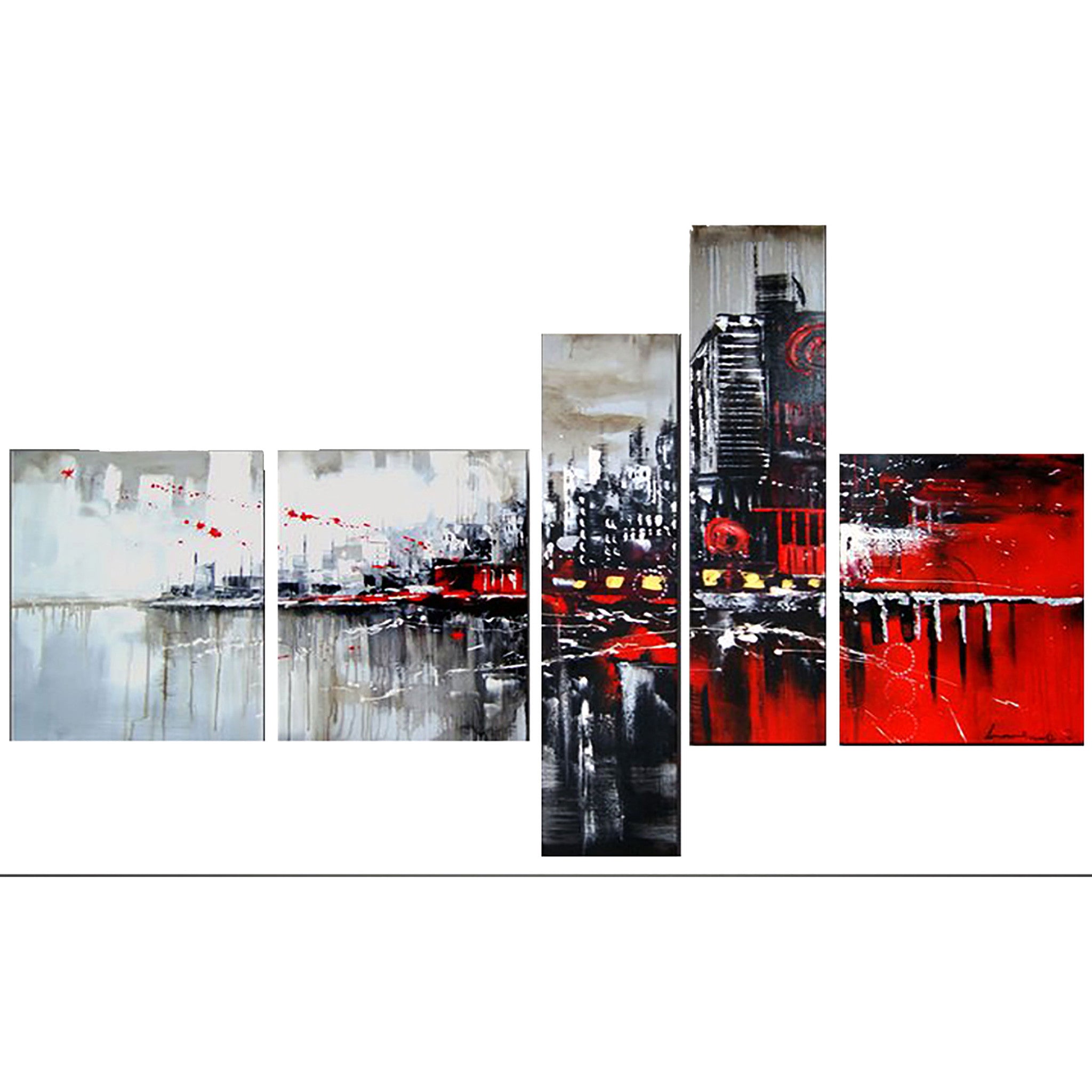 Black And Red Urban Cityscape Canvas Wall Art Print Accent Canvas