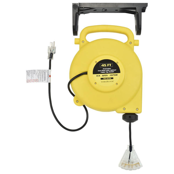 TerraBloom Retractable Extension Cord Reel with Light Indicator
