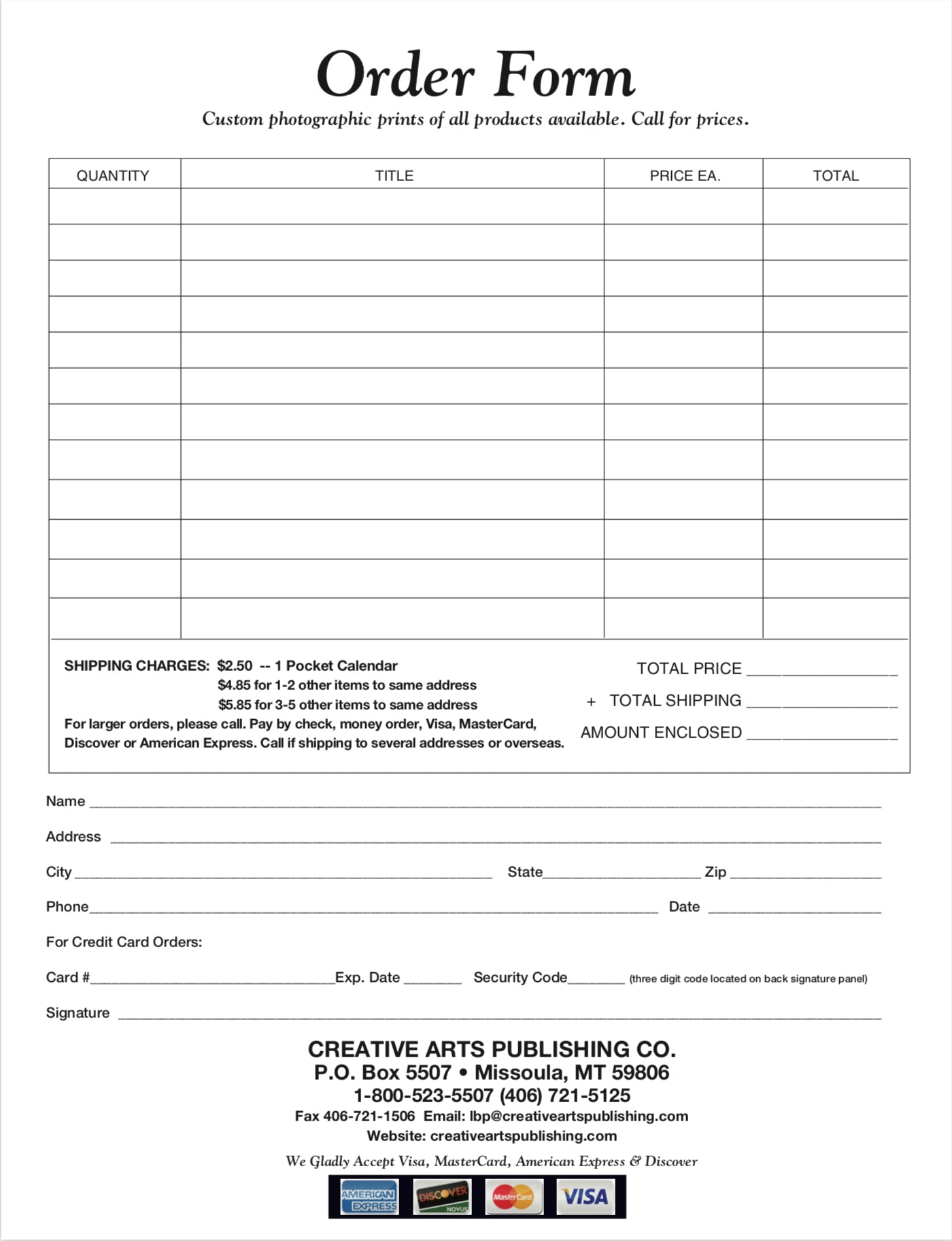 Printable Order Form Template Free Download