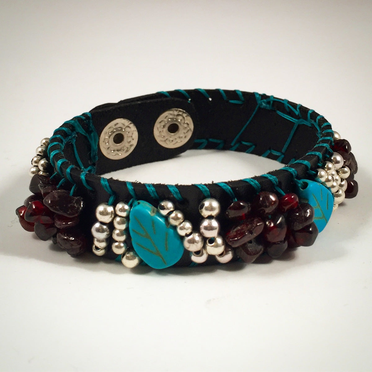 beaded leather cuff bracelet