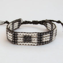 Load image into Gallery viewer, Crystal &amp; Hematite Bead Woven Bracelet with adjustable sliding macrame closure