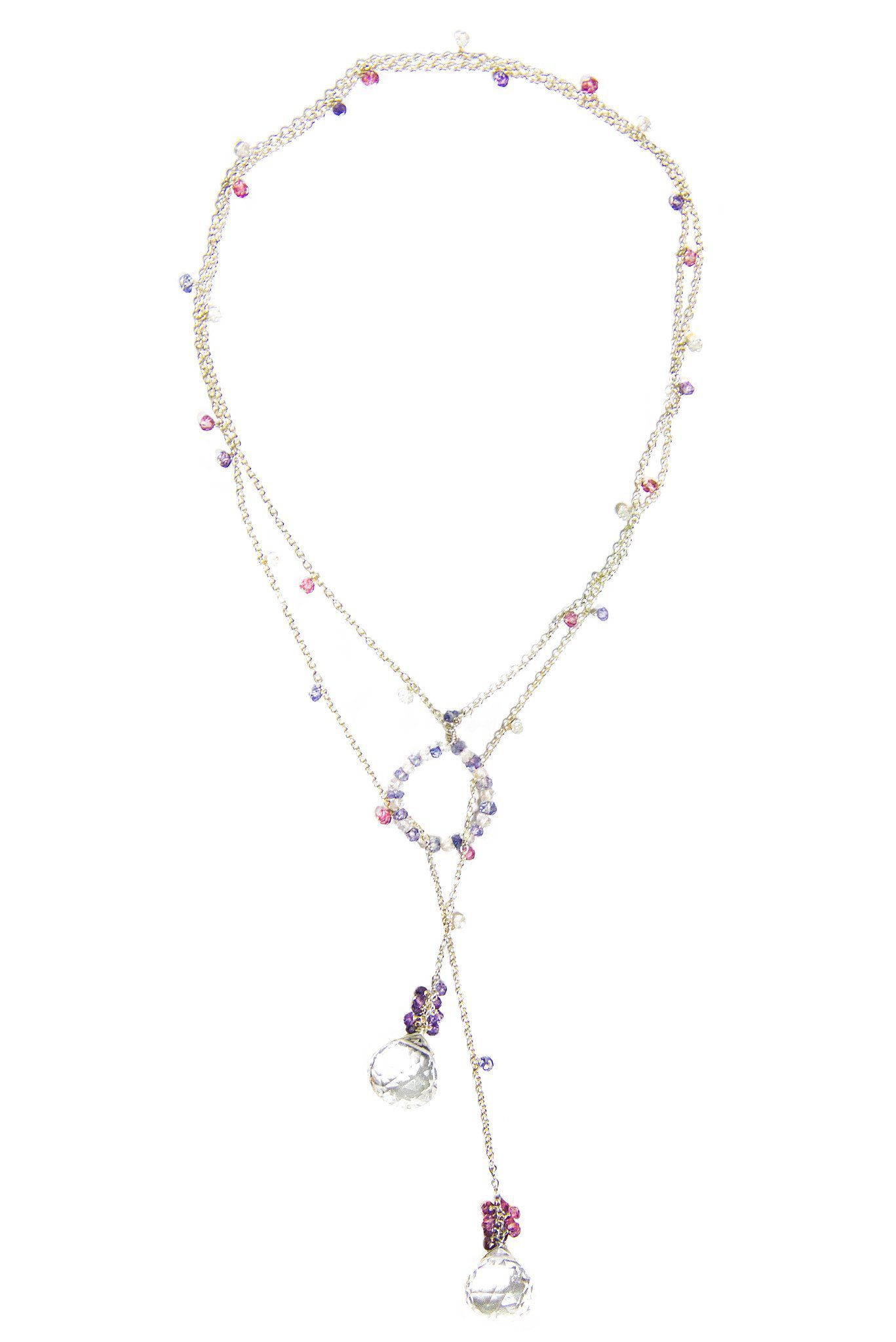 Buy Hoop Lariat Crystal Amethyst Iolite Necklace In Sterling Silver ...