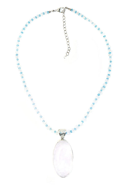 Buy Moonstone Pendant and Blue Topaz Beads Necklace Online - Inaya ...