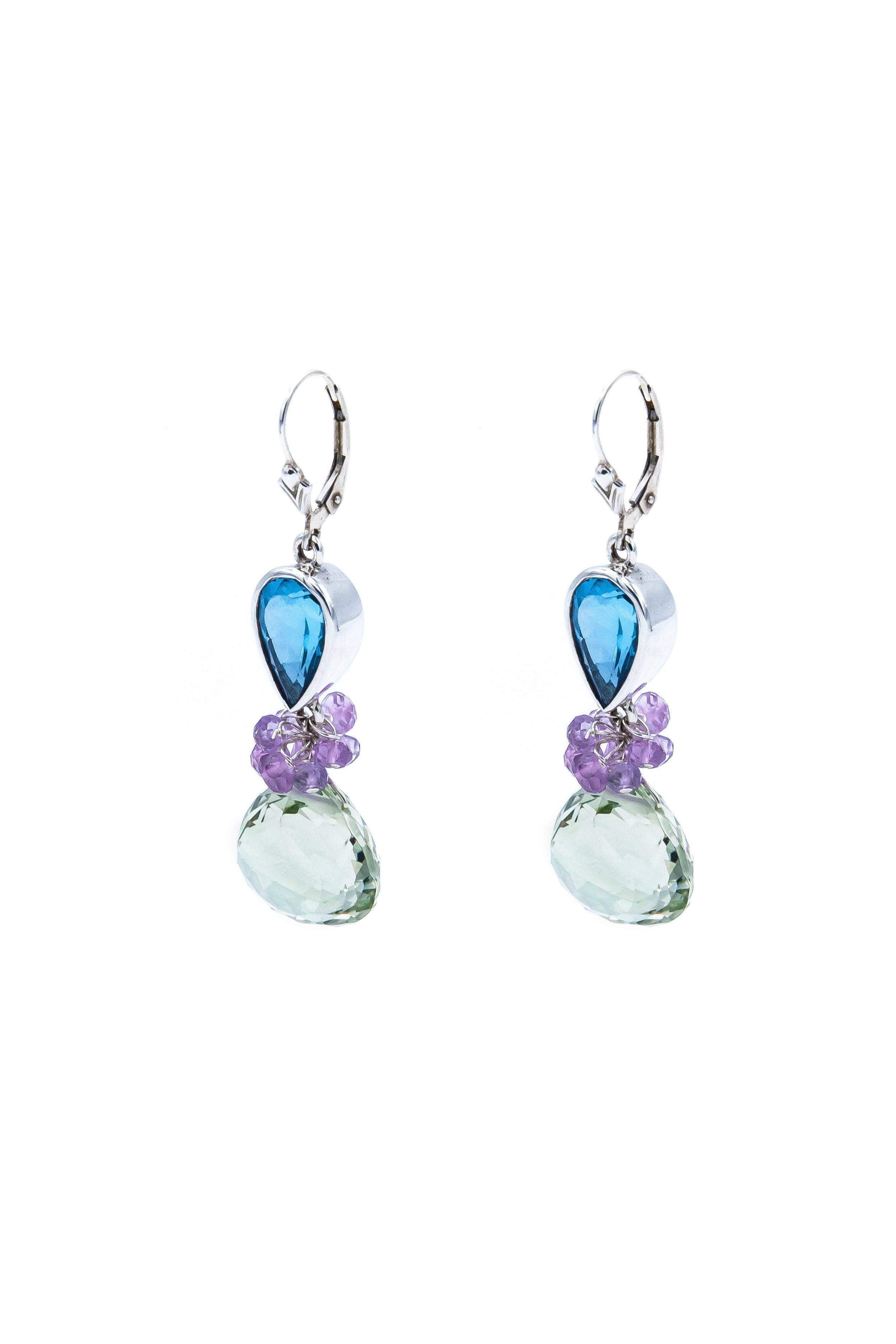 Green Amethyst & Blue Topaz Fantasy Drop Earrings