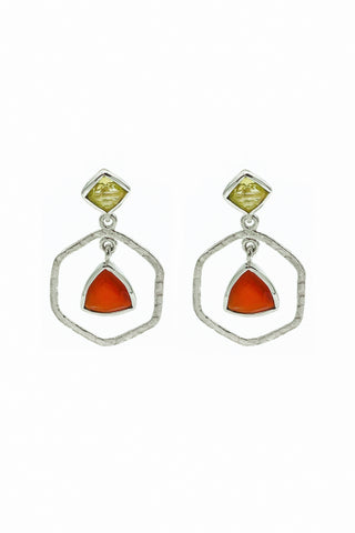 carnelian and lemon topaz earrings