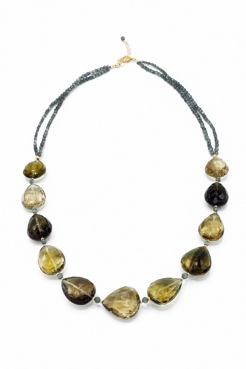 Buy Smoky Topaz Pendant On Garnet Beads Necklace in Silver Online - INAYA