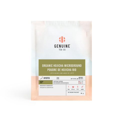 Hojicha Microground. This tea is made from roasted green tea leaves, giving it a distinct flavor and a lower caffeine content than traditional green tea.