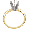 14K Yellow/White 7.3-7.7mm Round Pre-Notched 6-Prong Solitaire Ring Mounting, Size 6