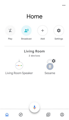 sesame smart lock added to google home