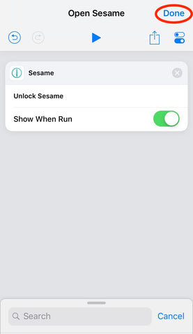 exit sesame shortcut detail screen