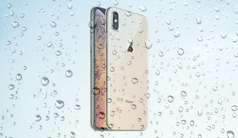 iPhone Xs Max with transparent water droplets at the front