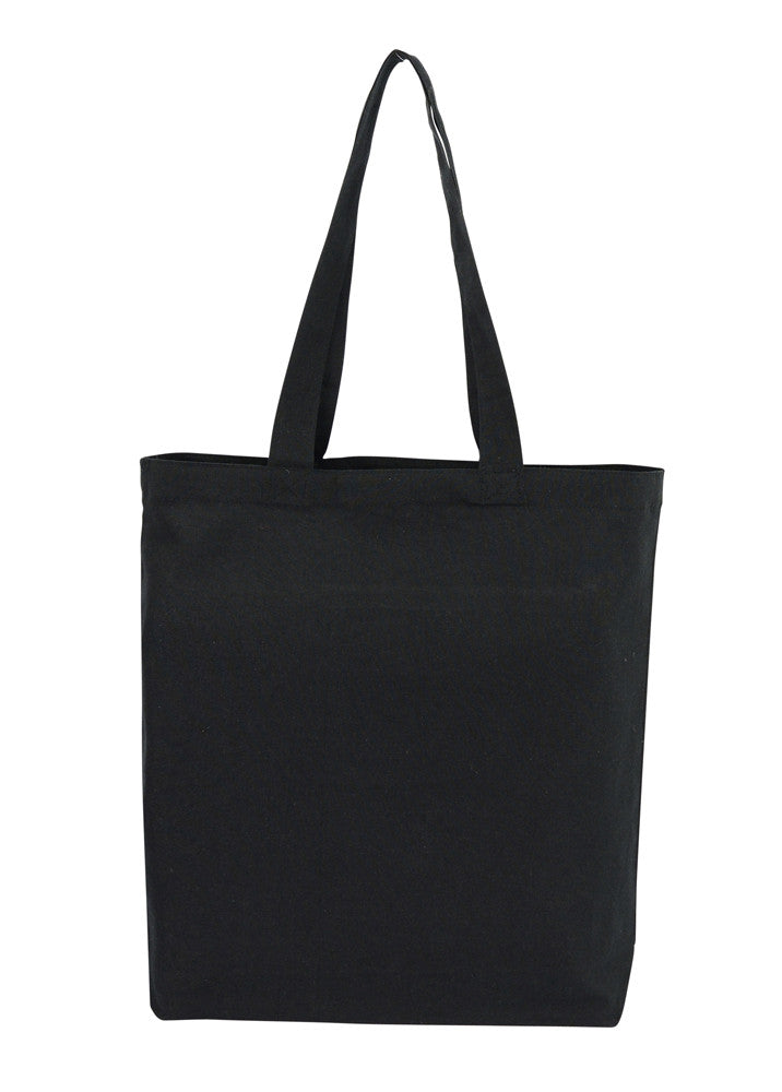 Cotton Calico Bag - Tote Black With Bottom Only CTN-TT-BK-BTM