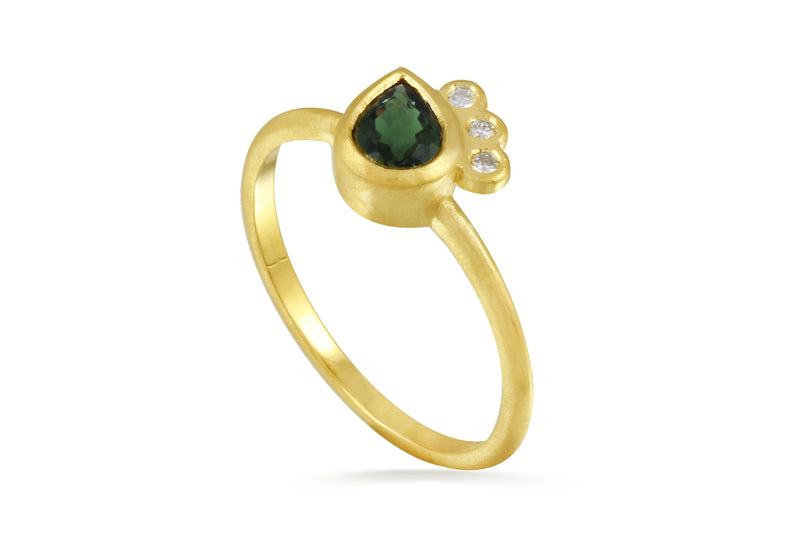 10K gold green tourmaline and diamond ring size 7 ring Amanda K Lockrow 