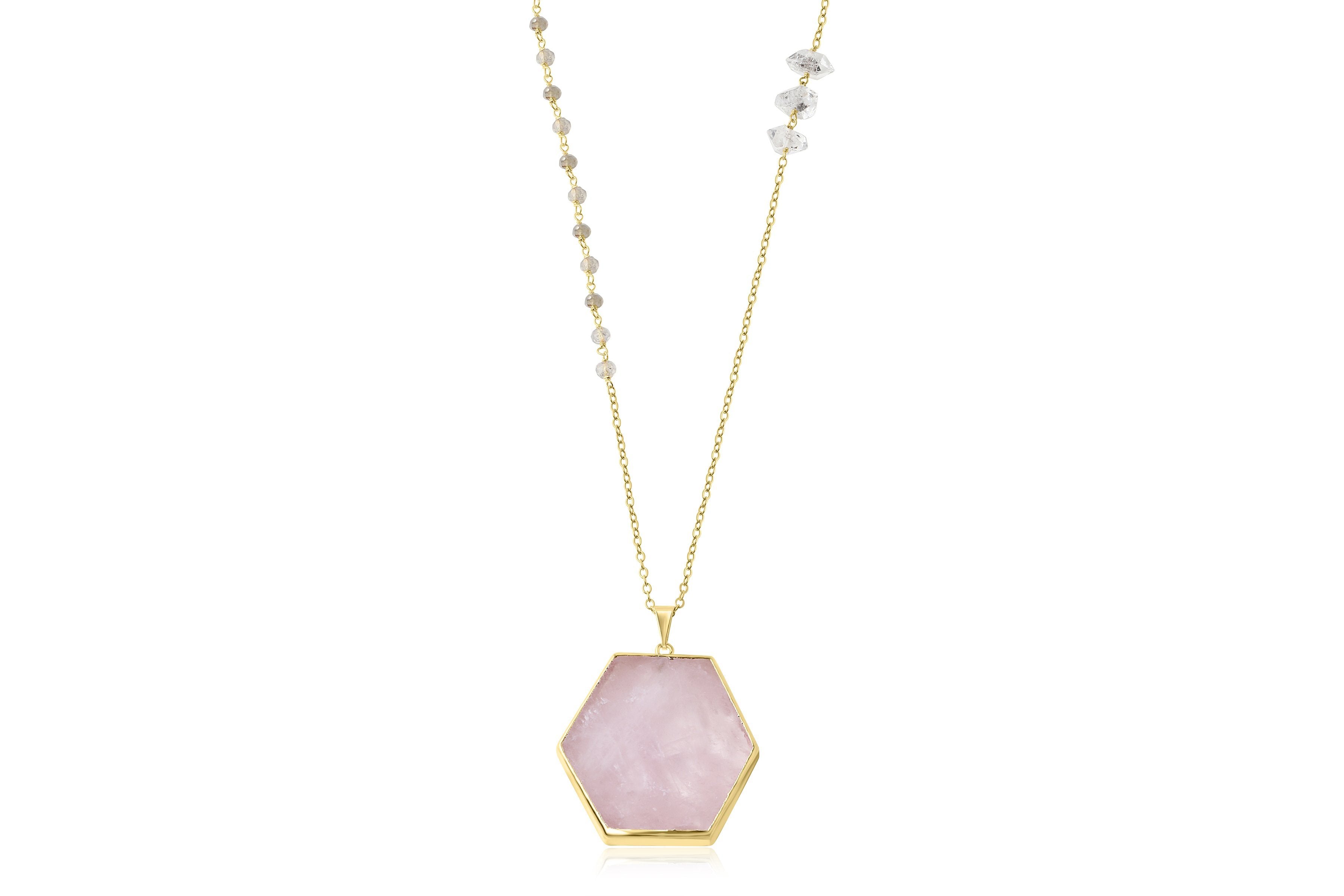 Thea - Amethyst hexagon slice 30 inch long necklace – Amanda K Lockrow