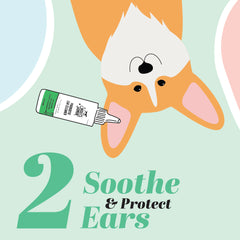 Step 2: Probiotic Ear Cleaner soothes and protects pet ears