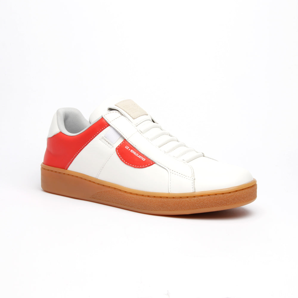 Women's Icon Dots White Red Leather Sneakers 92983-010