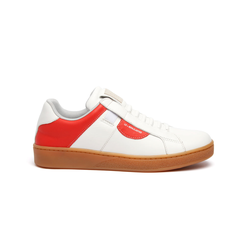 red leather sneakers womens