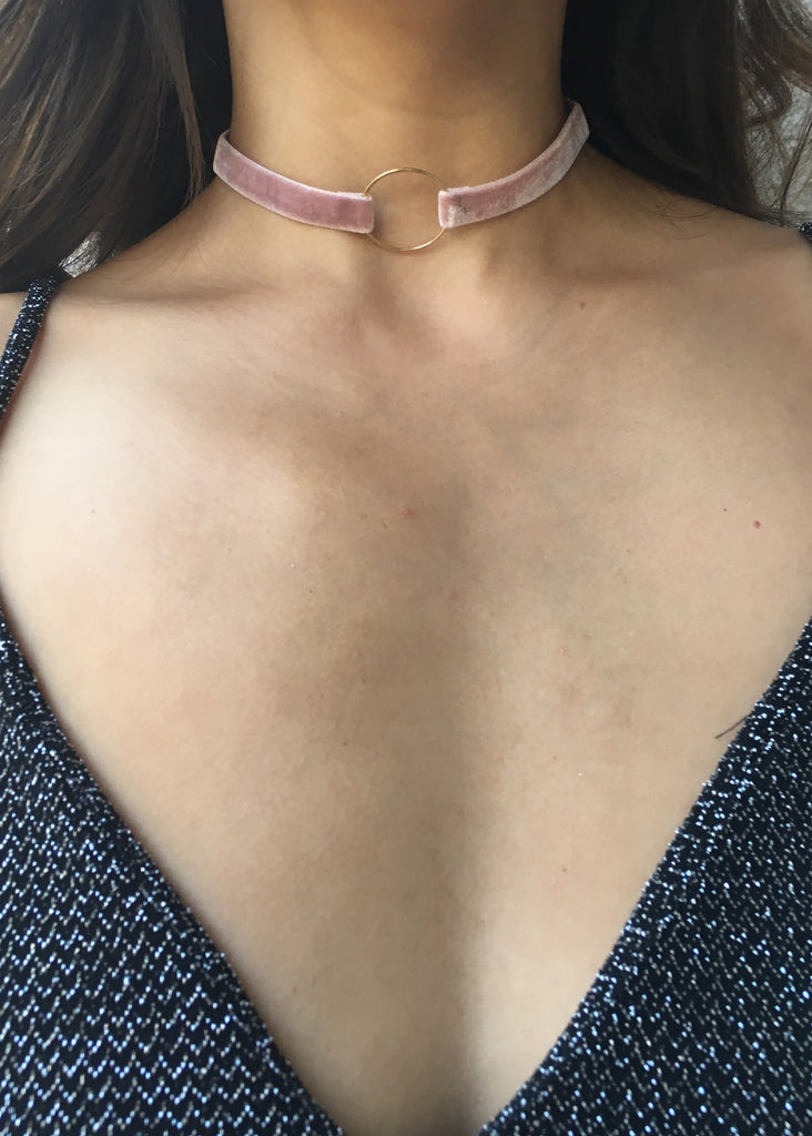 pink velvet choker