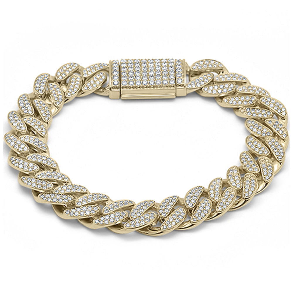 ''15MM 8.44ct G SI 14K Yellow GOLD Diamond Round Cuban Link Bracelet 8'''' Long''