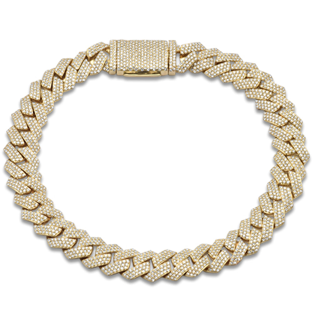 ''SPECIAL!  9MM 2.93ct G SI 14K Yellow Gold DIAMOND Square Cuban Bracelet 8'''' Long''