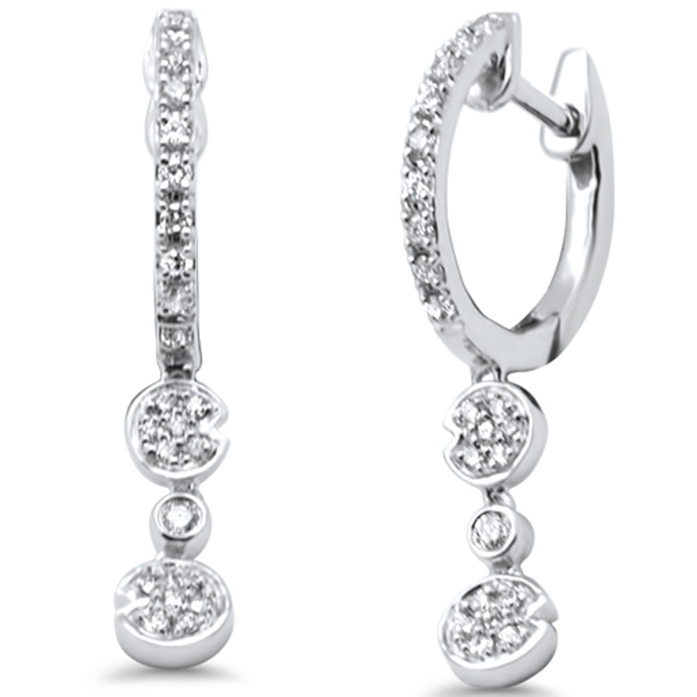 SPECIAL! .27ct G SI 14K White Gold DIAMOND Dangling Hoop Earrings