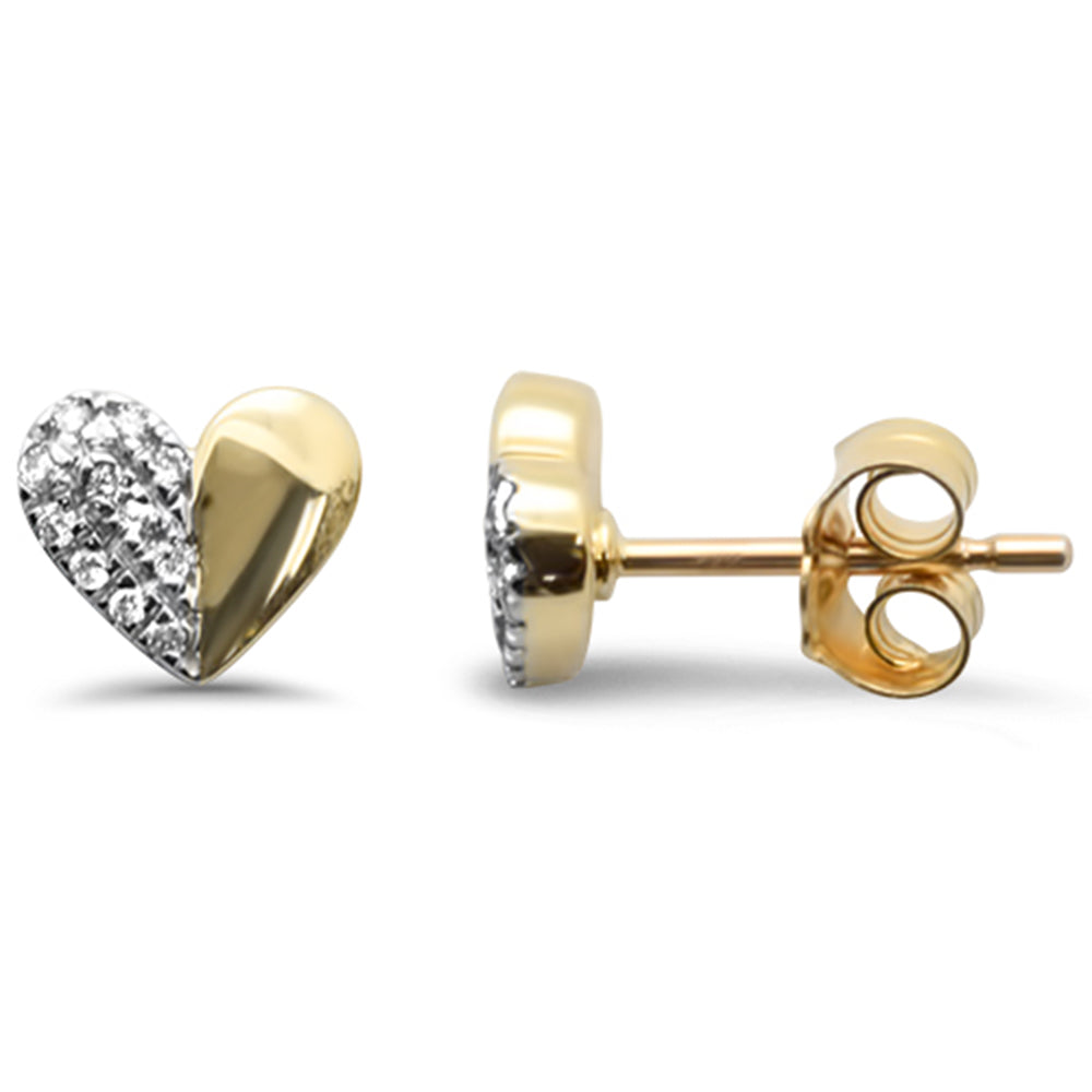 .08ct G SI 14K Yellow Gold DIAMOND Heart Shape Earrings