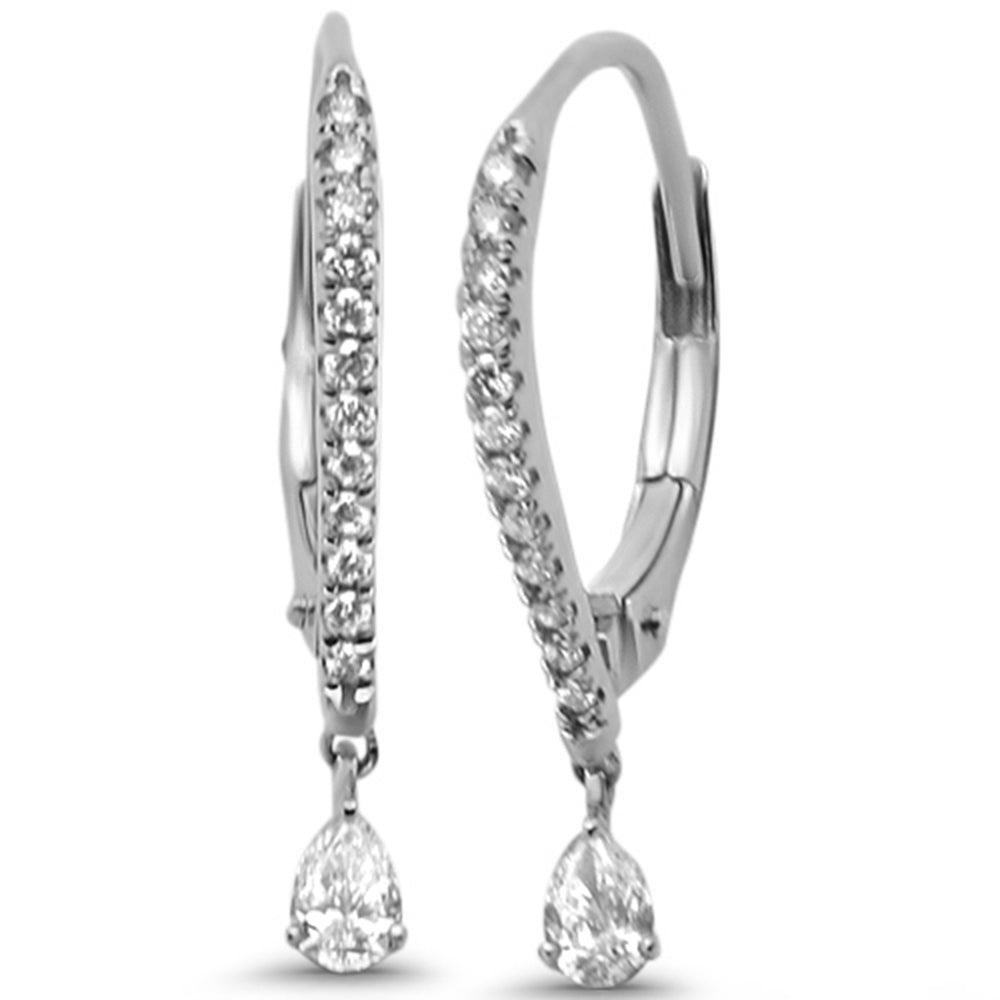 SPECIAL!  .39ct G SI 14K White Gold DIAMOND Hoop Dangling Earrings