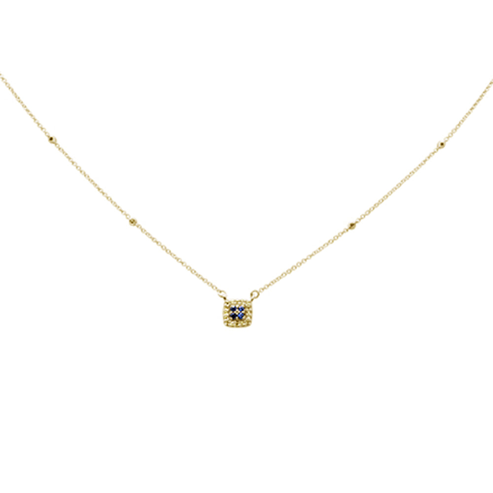 ''SPECIAL! .19ct G SI 14K Yellow Gold DIAMOND Blue Sapphire Gemstone & DIAMOND Pendant Necklace''