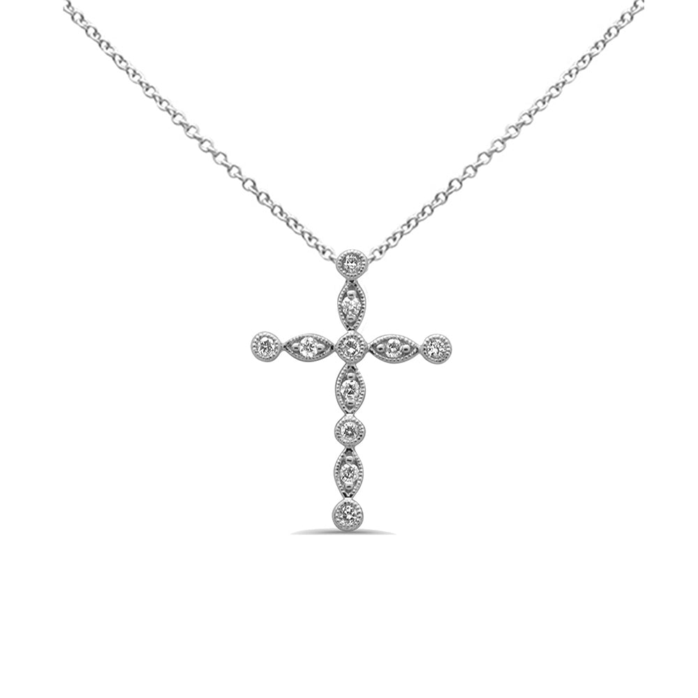 SPECIAL!  .26ct G SI 14K White Gold Diamond Cross Pendant NO Chain