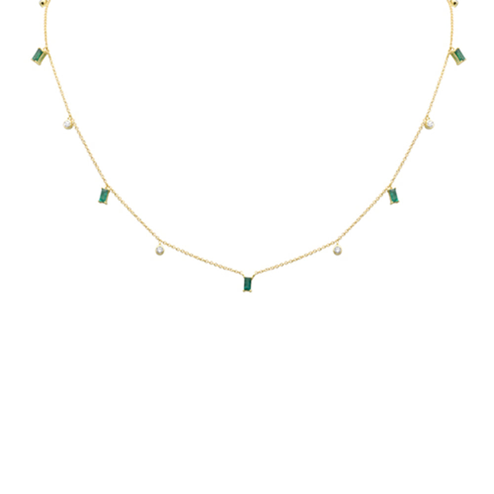 ''SPECIAL!   .79ct G SI 14K Yellow Gold DIAMOND & Emerald Gemstone Necklace 16'''' + 2'''' Ext''