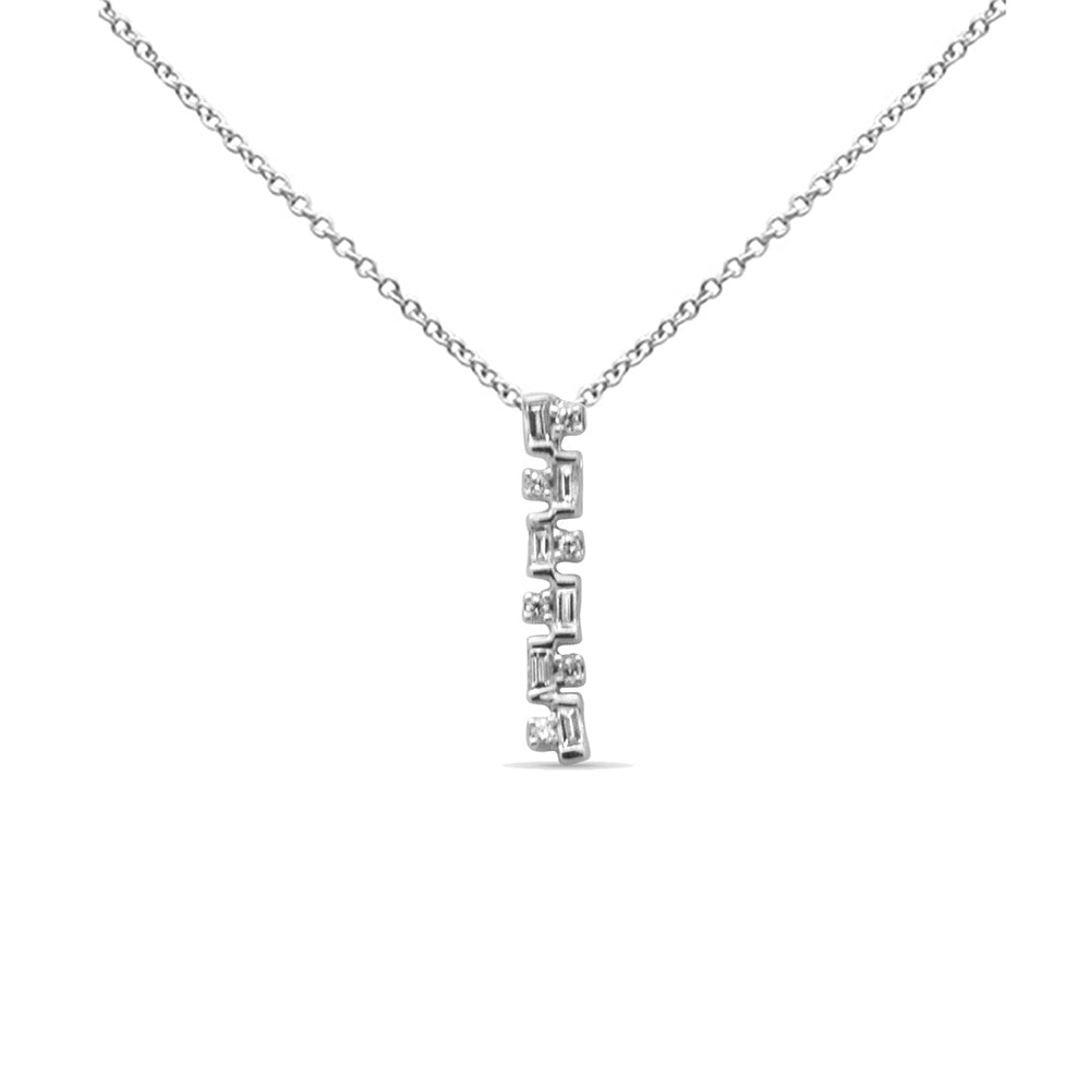 .17ct G SI 14K White Gold Diamond Round & Baguette PENDANT No Chain