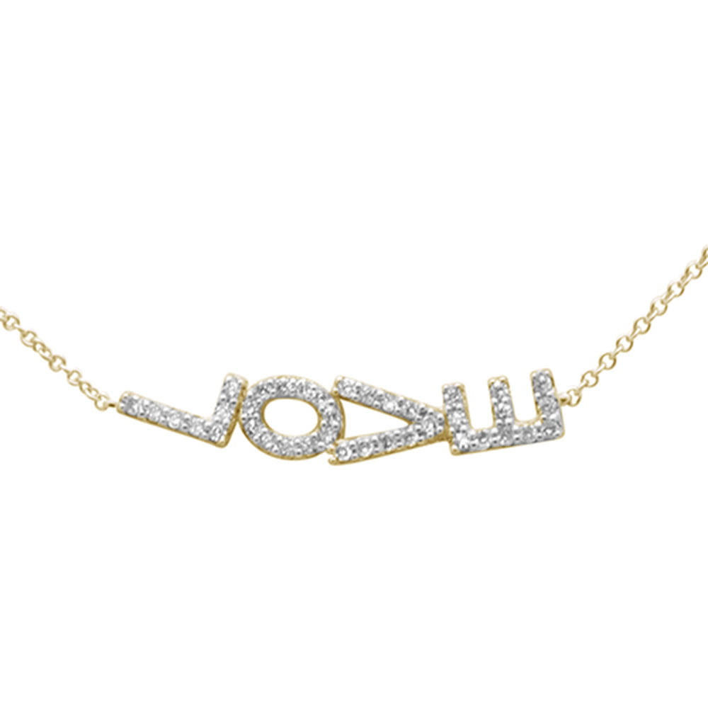 ''SPECIAL! .22ct G SI 14K Yellow Gold DIAMOND Sideways LOVE Pendant Necklace 16'''' + 2'''' Ext.''