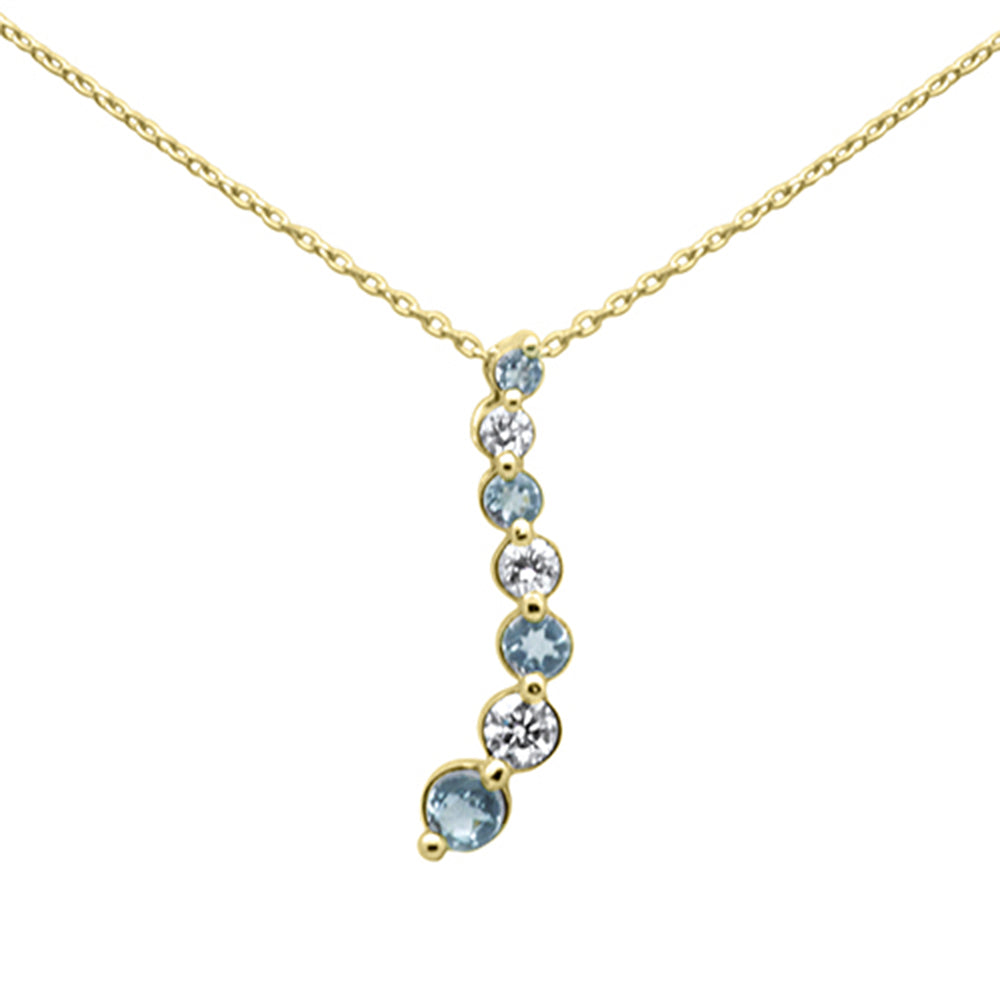 ''.60ct G SI 14K Yellow GOLD Diamond Aquamarine Gemstone Necklace 20''''Long''