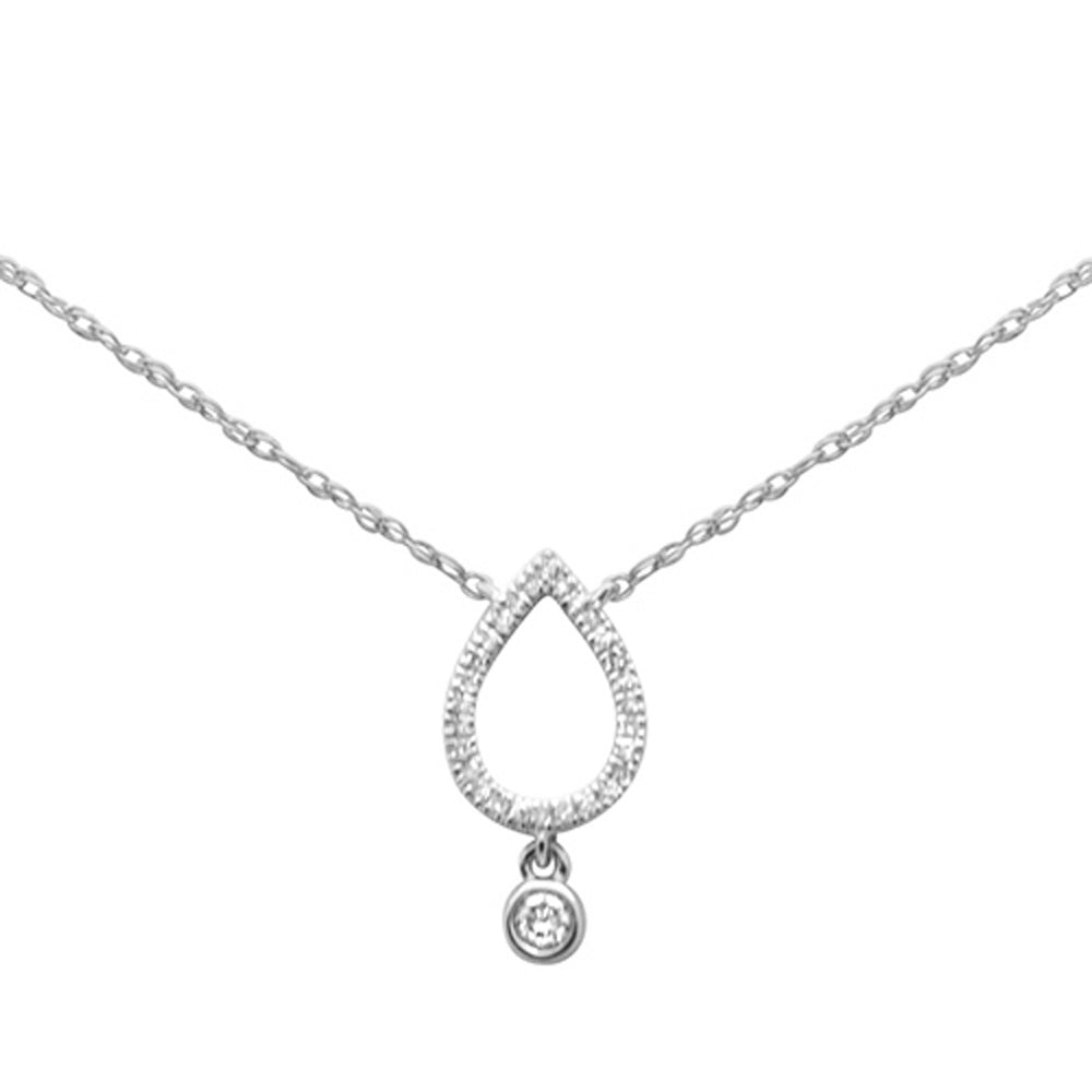 ''.09ct G SI 14K White Gold Diamond Pear Shape PENDANT Necklace 18'''' Long''