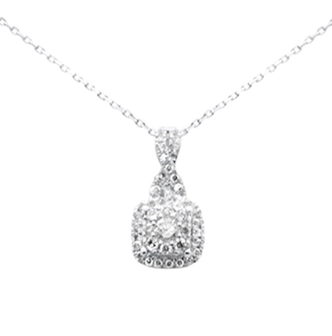 ''SPECIAL!  .48ct G SI 14K White Gold Square Shape DIAMOND Pendant Necklace 18'''' Long Chain''