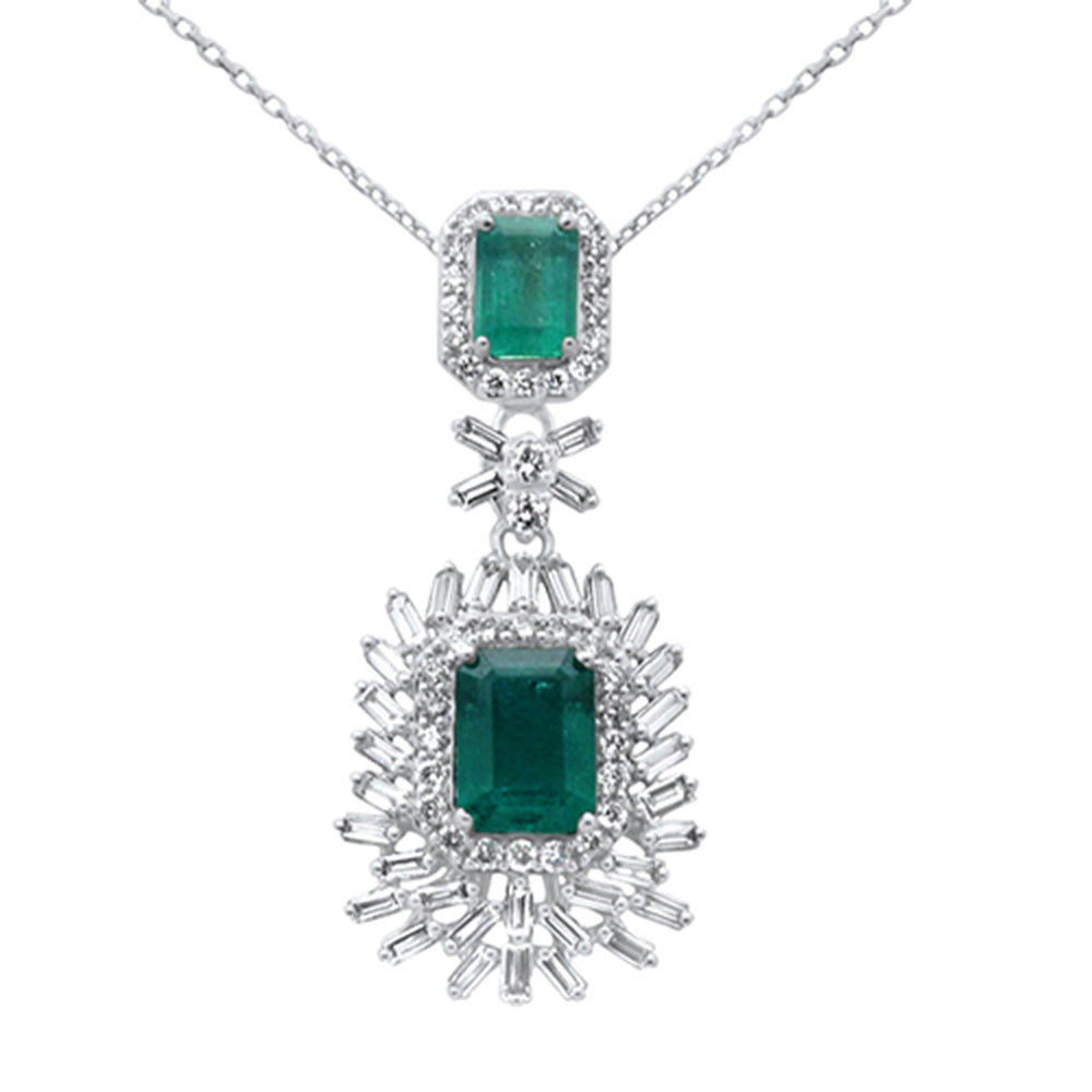 SPECIAL!  4.85ct G SI 14K White Gold DIAMOND & Natural Emerald Gemstones Pendant