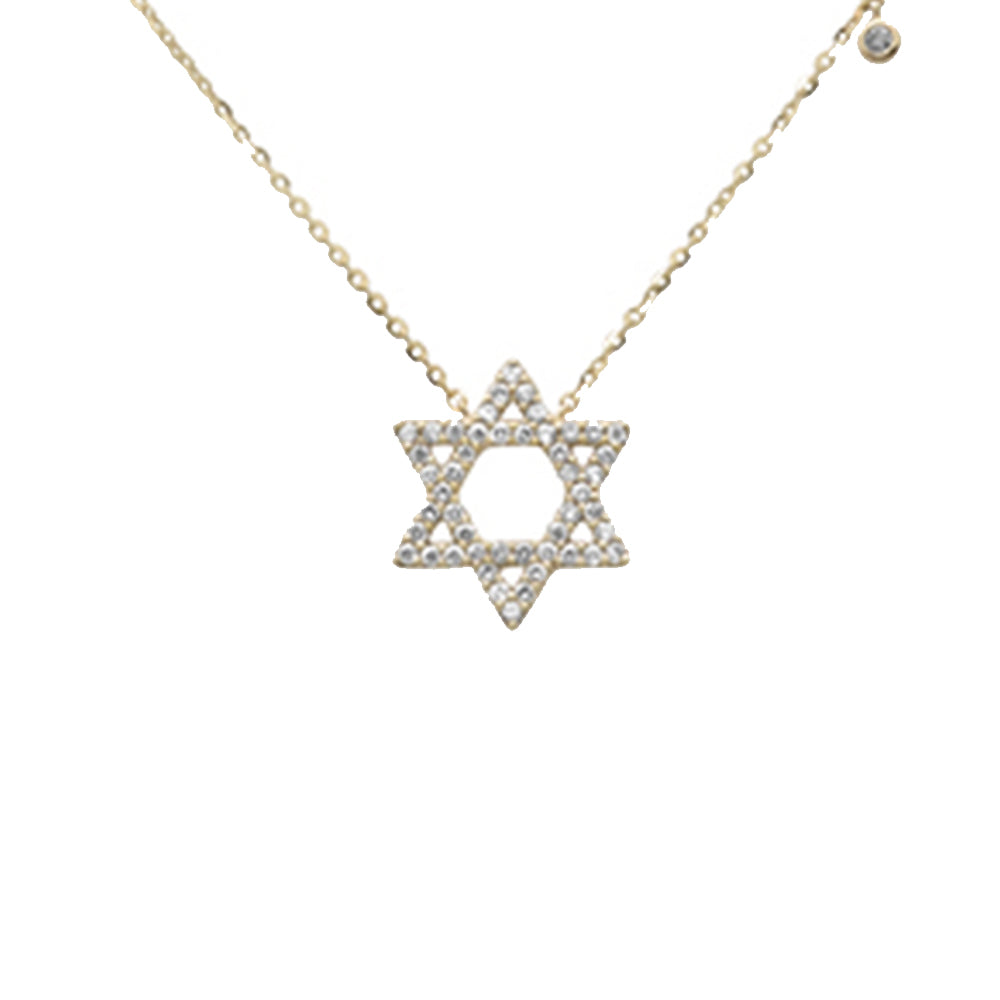 ''.16ct G SI 14K Yellow Gold DIAMOND Star of David Pendant Necklace 16+2'''' Ext''