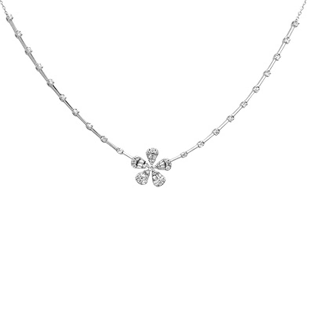 ''SPECIAL!  .32ct G SI 14K White Gold DIAMOND Flower Pendant Necklace 18'''' Long''