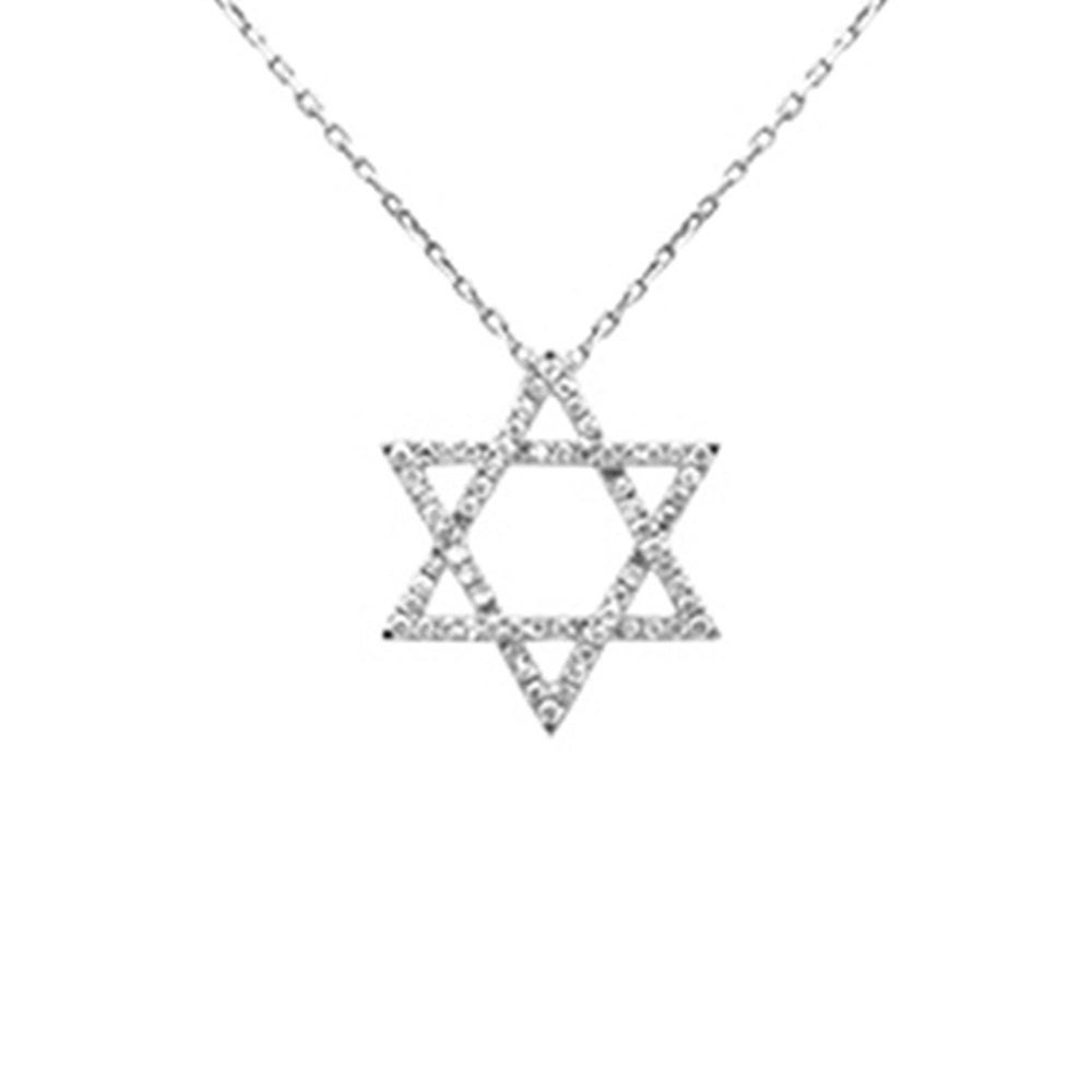 ''.23ct G SI 14K White Gold DIAMOND Star of David Pendant 18'''' long Chain''