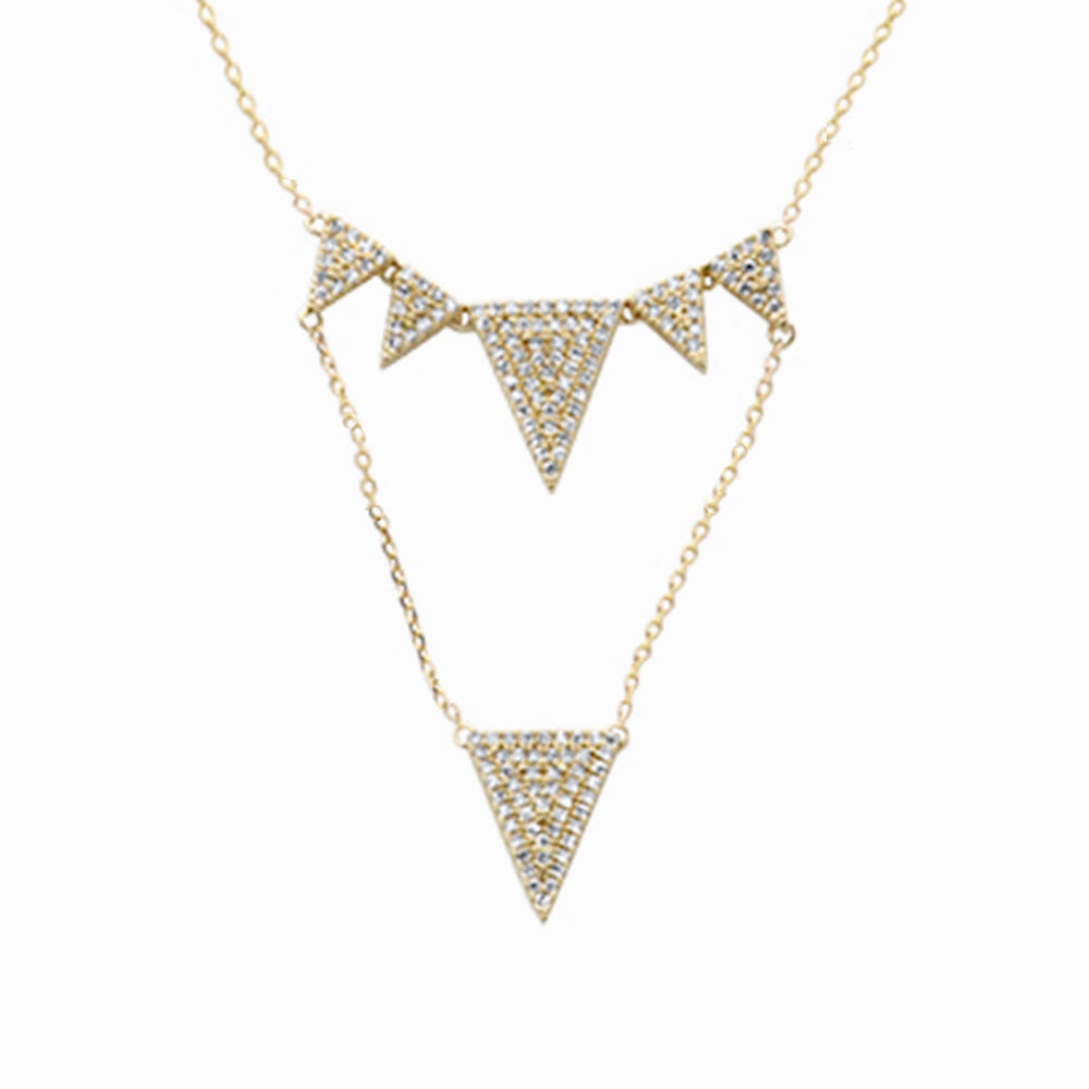 ''SPECIAL!  .22ct G SI 14K Yellow Gold DIAMOND Multiple Triangle Shapes Pendant Necklace 18'''' long Ch