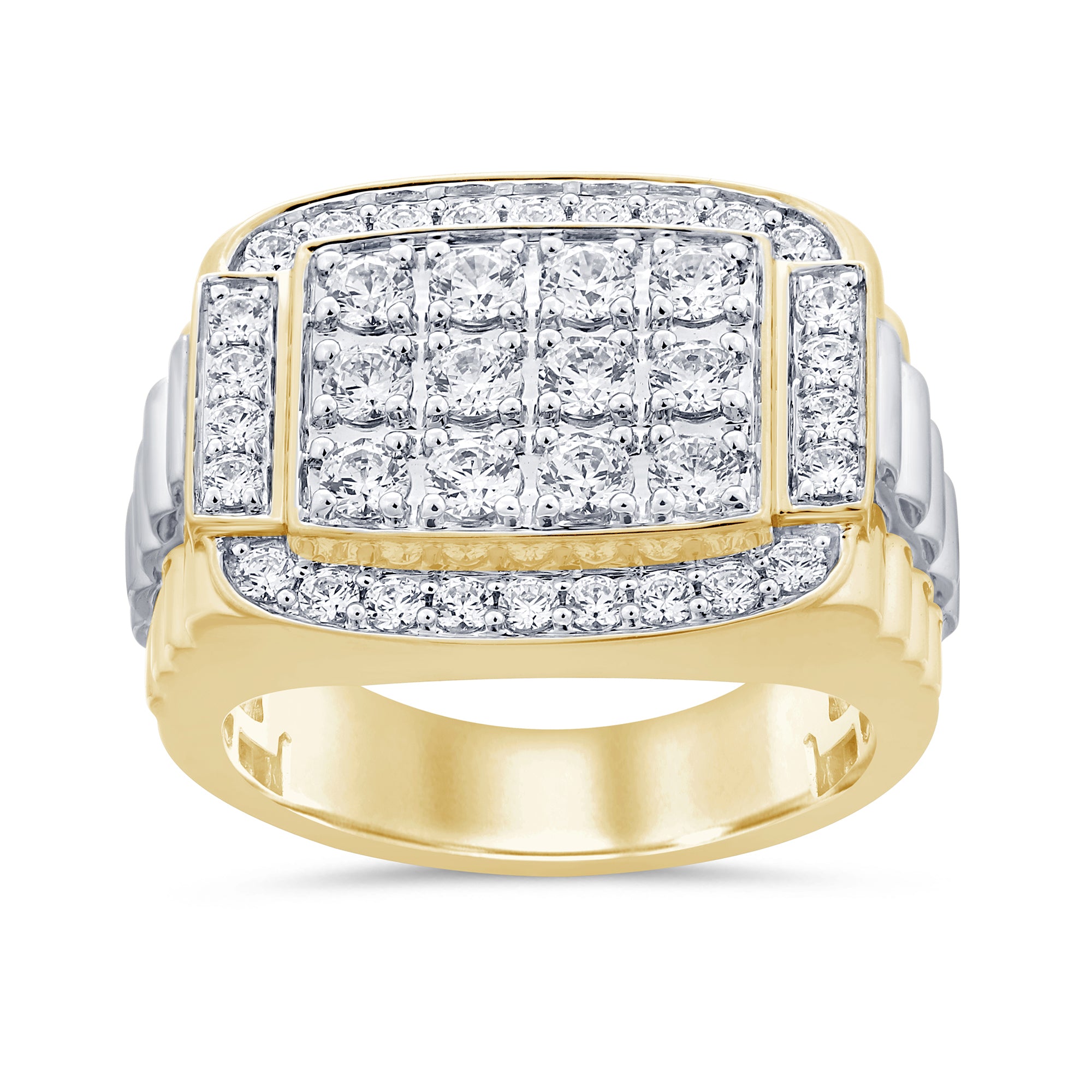 SPECIAL!  2.00ct G SI 14K Two Tone Gold DIAMOND Mens Band Ring Size 10