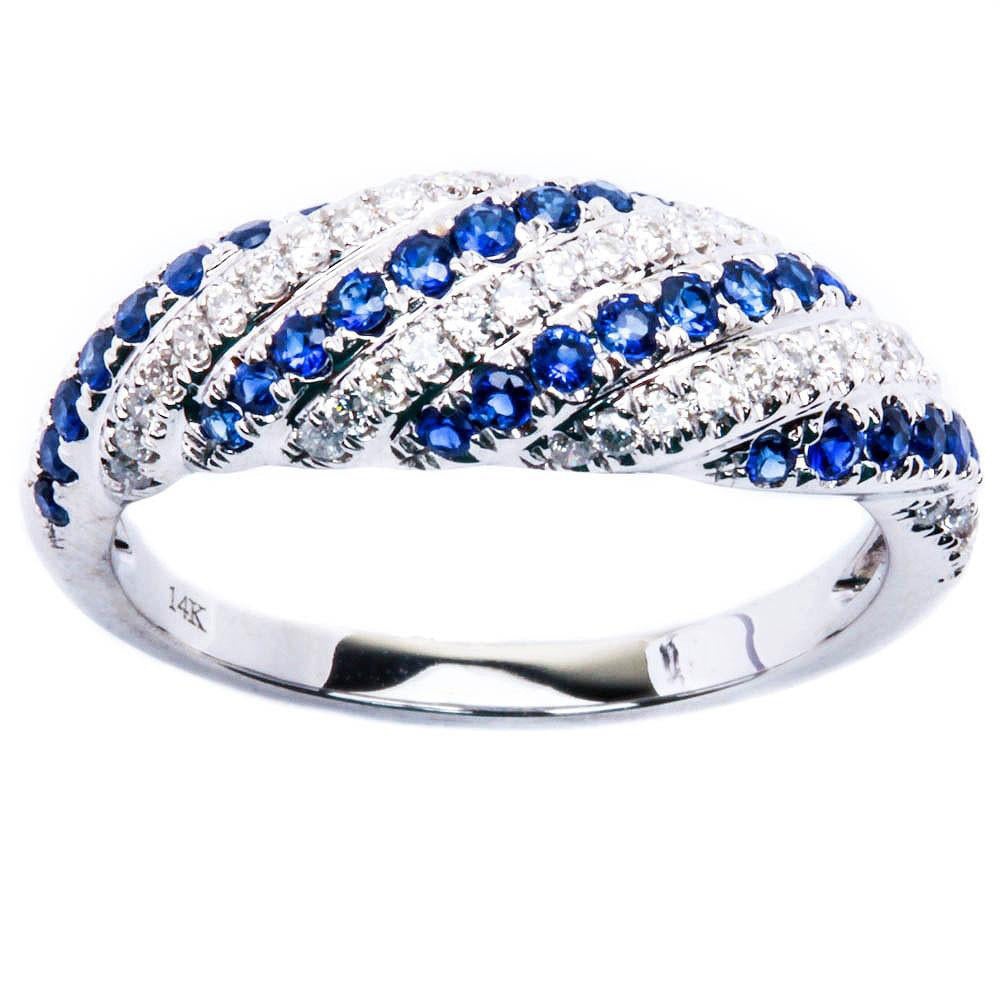 GEMSTONE CLOSEOUT  .69CT Blue Sapphire & Round DIAMOND Wedding Band