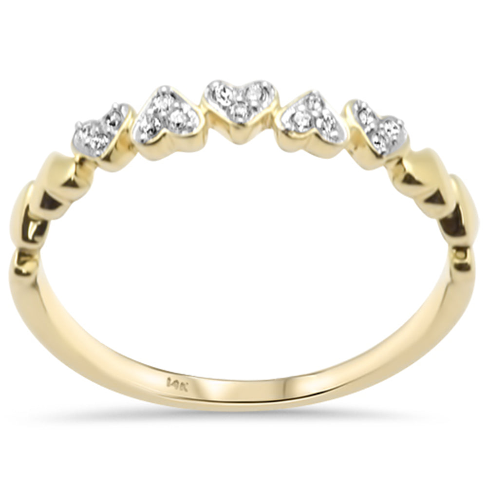 .07ct G SI 14K Yellow Gold DIAMOND Heart Shape Band Ring Size 6.5