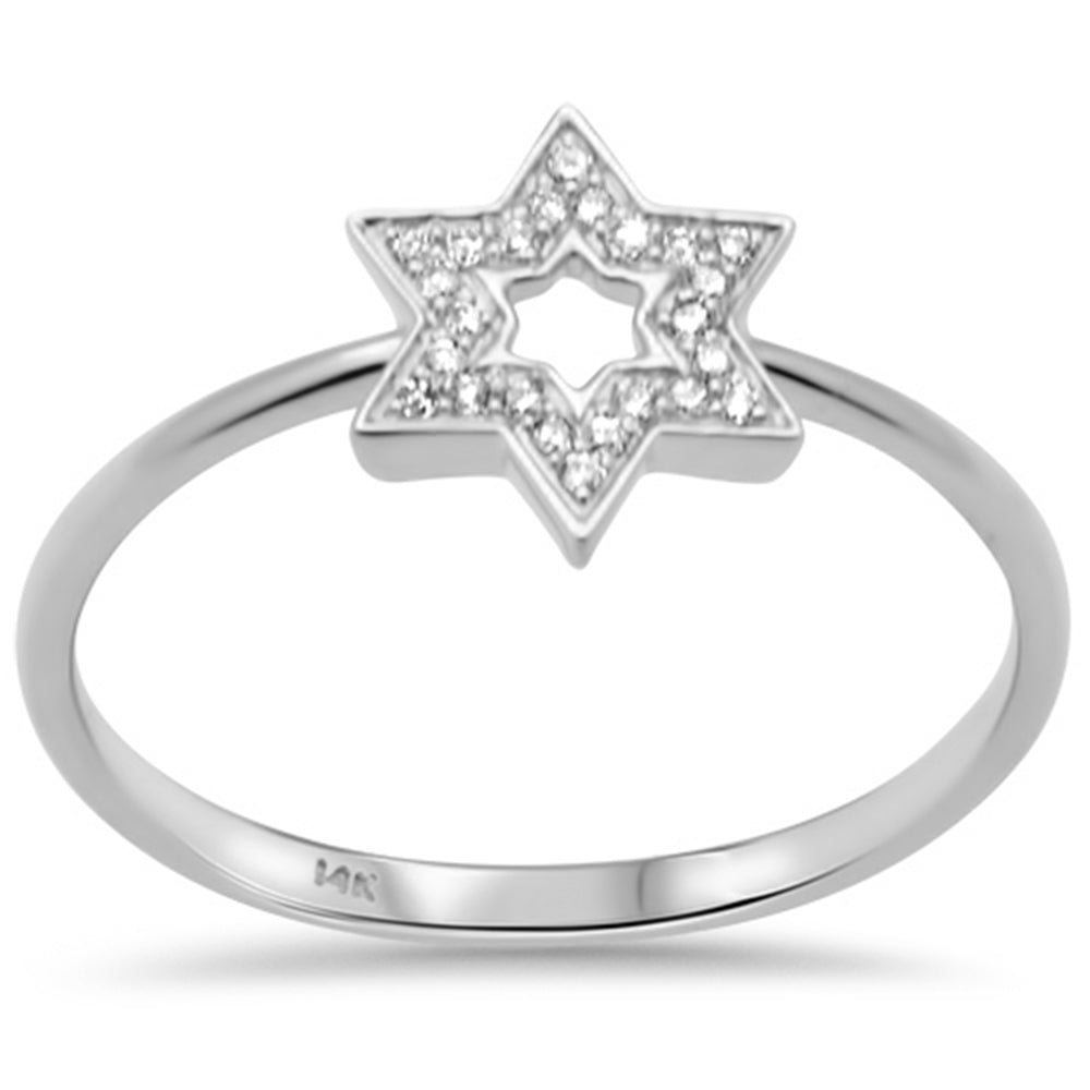 .07ct G SI 14K White Gold DIAMOND Star of David Ring  Size 6.5